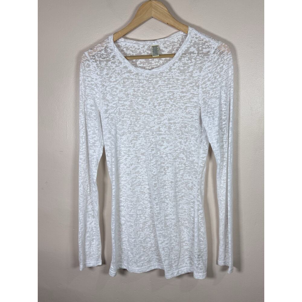 Unbranded Womens Long Sleeve Top Sheer Stretch Layering Grunge 90s Y2K White XL